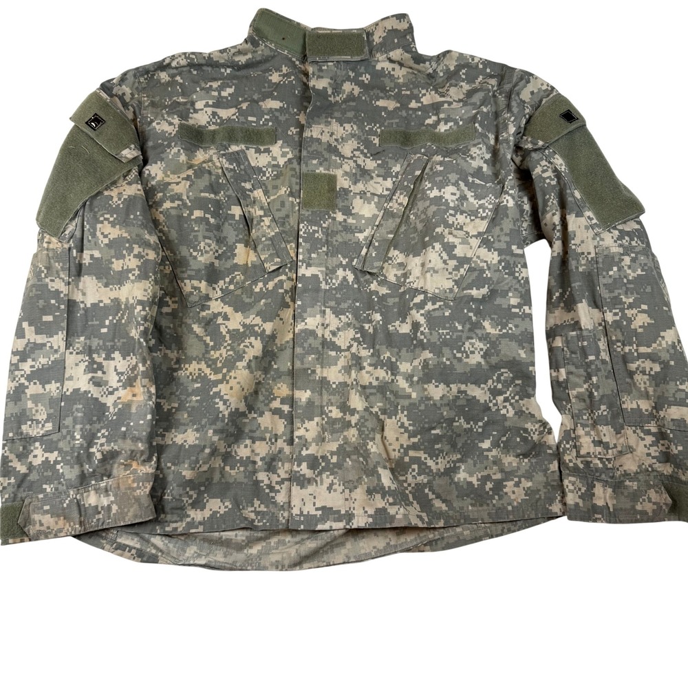 US Military ACU Digital Camo Combat Uniform Jacket Large Short Utility Y2K